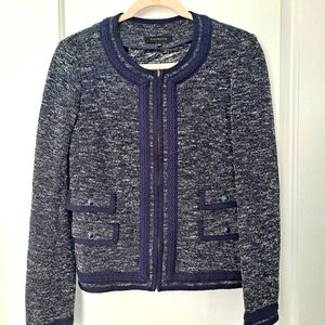 Talbots Sweater Jacket Cardigan Cotton Blue Size 4 Navy